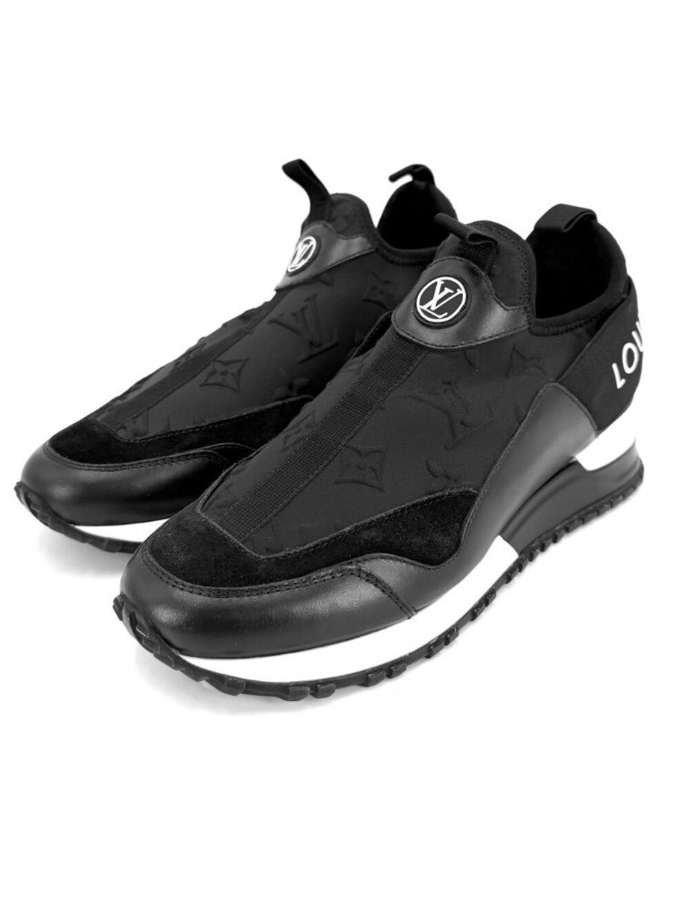 Louis Vuitton Sneakers Run Away Line Monogram Shoes Black 34.5